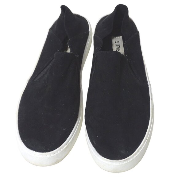 Steve Madden Fayna Black Slip On Sneakers Shoes Women Size 7 Faux Suede - Picture 1 of 7